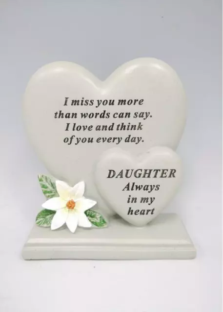 Daughter Double Heart Memorial Flower Graveside Remembrance Plaque Tribute Grave