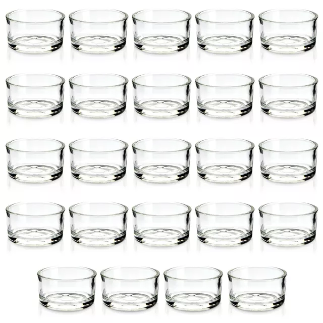 24 Pack Glass Tea Lights Candle Holder for Tables, Wedding Decoration, 1x2 In