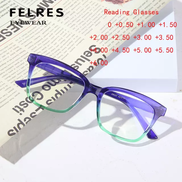 Women Square Anti Blue Light Reading Glasses Full Frame Retro Classic Glasses