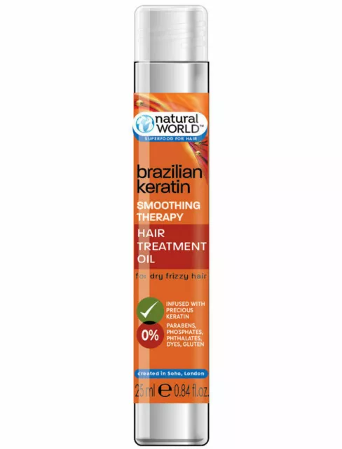 Natural World BRAZILIAN KERATIN hair treatment Oil 25ml free postage UK NEW