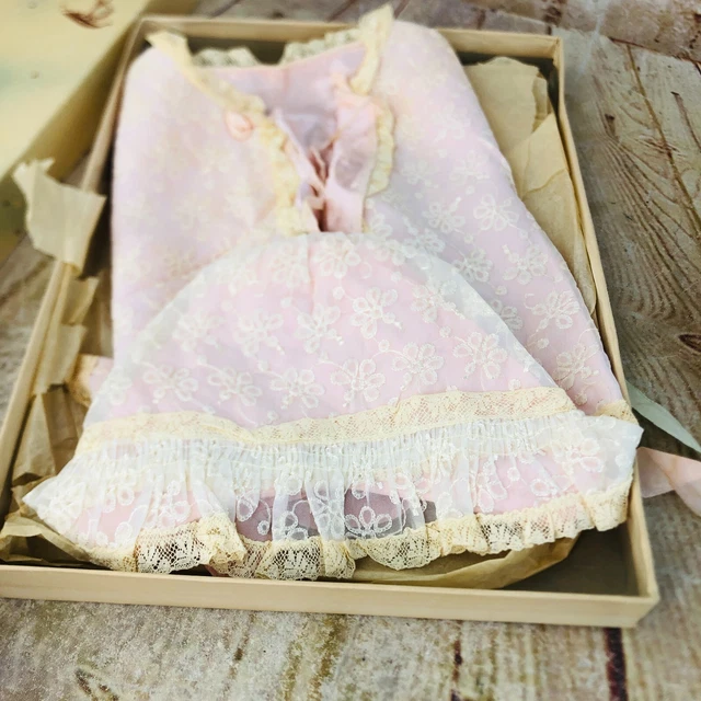 vtg baby / doll outfit jacket & bonnets bib in silk and knit adorable w box