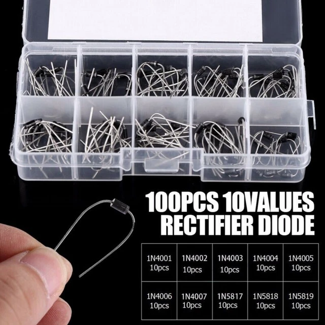 100 Diode Redresseur Composants Électronique 1N4001-1N5819 Assortiment Pièce Kit