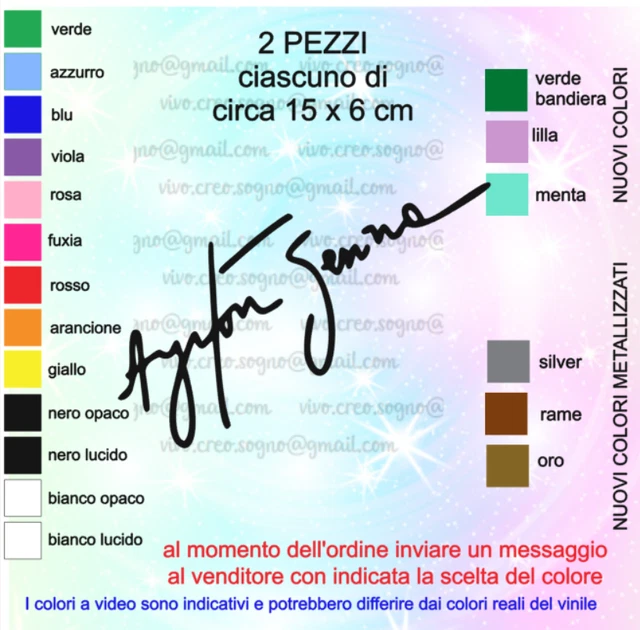 ADESIVO AUTOGRAFO sticker pilota AYRTON SENNA prespaziato decal auto casco ADESIVO AUTOGRAFO sticker pilota AYRTON SENNA prespaziato decal auto casco