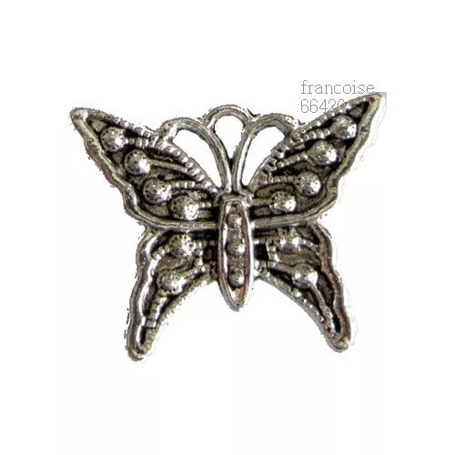 4 pcs BRELOQUES CHARMS PERLE / PAPILLON 20X25mm / CREATION BIJOUX BRACELET #B805