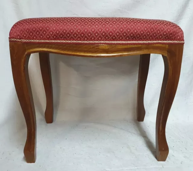 GRAND TABOURET LOUIS PHILIPPE belle tapisserie rouge bordeaux,motifs brodés main 2