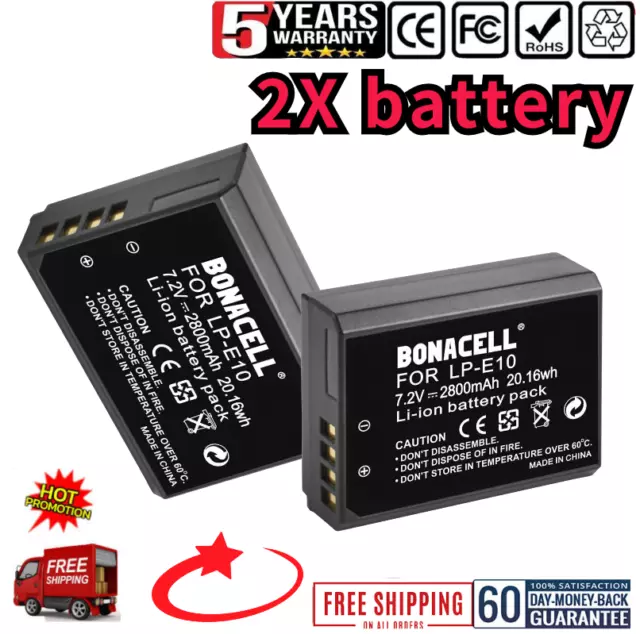 2PACK LP-E10 Battery For Canon EOS 1100D 2000D 1200D 4000D 3000D 1500D 1300D UK