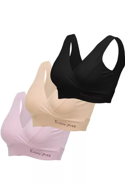 Lovelybob 3 Pack Maternity Nursing Bra For Sleep Cotton Breastfeeding Bras