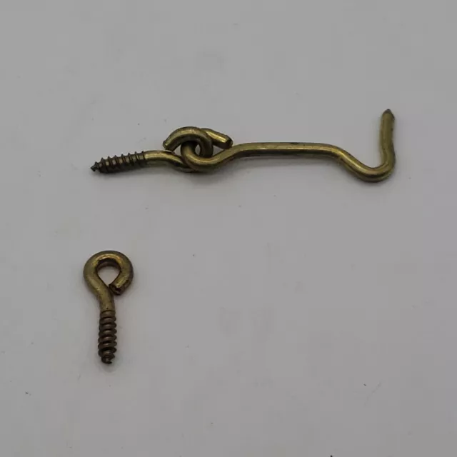 Fence, Door, Gate Latch - 2-1/2 Inch, Brass Colored Hook and Eye, Indoor Use