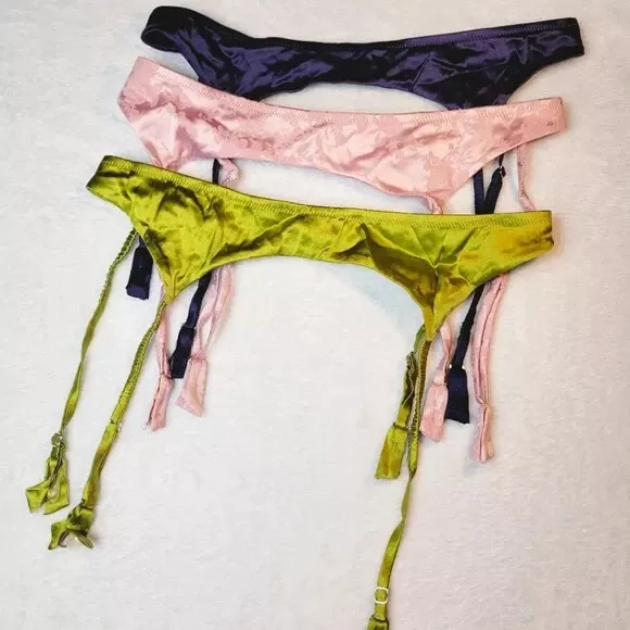 Set Of 3 NWOT Victoria’s Secret Garter Belts Size Medium 2 silk
