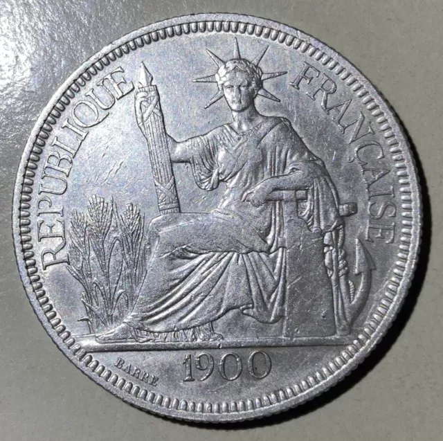 1900 A French Indochina Piastre World Silver Coin “Trade Dollar”