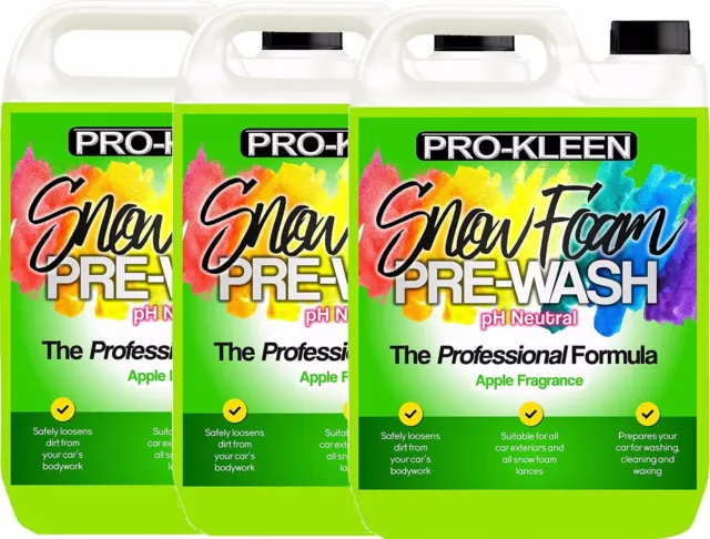 ProKleen Professional Snow Foam Car Wash Apple Cleaning Shampoo Valet 15L