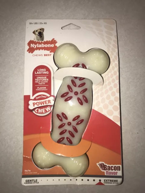 Nylabone EXTREME Chewing Dura Chew Power Up To 50 Pounds Dental Bone BACON 0903A