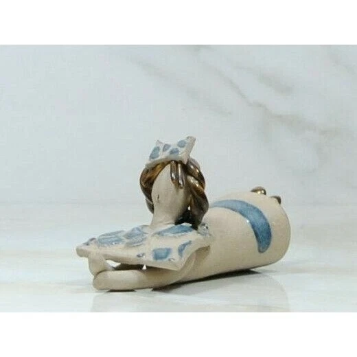 Vintage South American Earthenware Figurine Hand crafted Girl Figurine 1980s