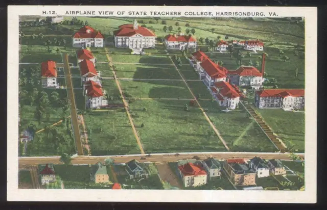 Postcard HARRISONBURG VA  State Teacher College Bird's Eye Aerial view 1920's