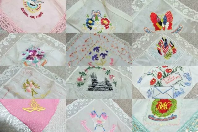 Vintage WW1 / WW2 Silk Sweetheart Handkerchief / Hanky (c)