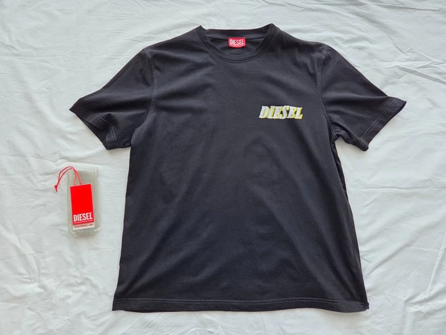 T-shirt Homme Diesel Noir Taille L - Occasion Très Bon état, Coupe Régulière