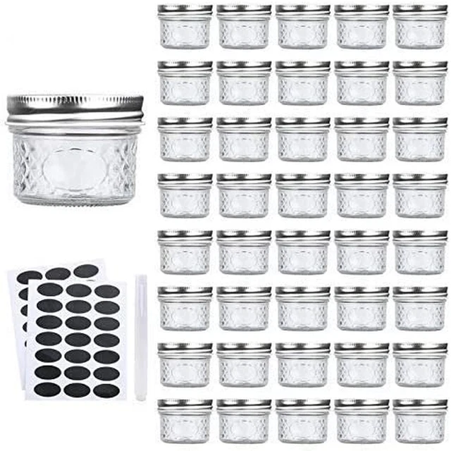 Mini Mason Jars Glass Canning Jars Jelly Jars With Regular Lids Silver 4 OZ NEW