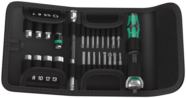 Wera Tools 05051045001 Kraftform Compact Zyklop 1/4" Dr Ratchet Driver Bit Set