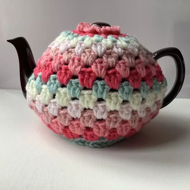 New Handmade Retro Vintage Crochet Tea Cosy Multicoloured M/L Teapot Cover