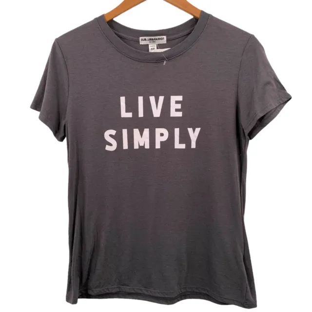 NWT Sub Urban Riot Gray Cotton LIVE SIMPLE Short Sleeve T-Shirt Size XS