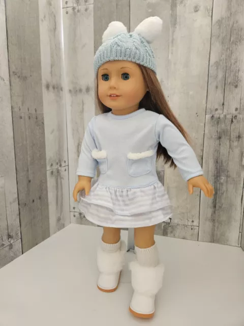 Winter, Baby Blue Cozy Sweater Dress & Accessories, Designed for 18-Inch Dolls