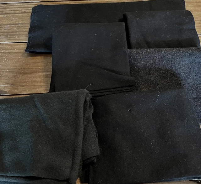 Lote De 6 Piezas Lana, Enganche De Alfombra Primitiva, Alfombra De Centavo/Artesanía, Negro
