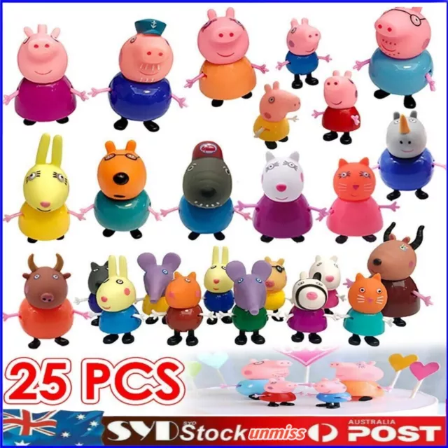 25PCS/set  Peppa Pig Figures Family Friends Classroom Set Birthday Gifts Toy