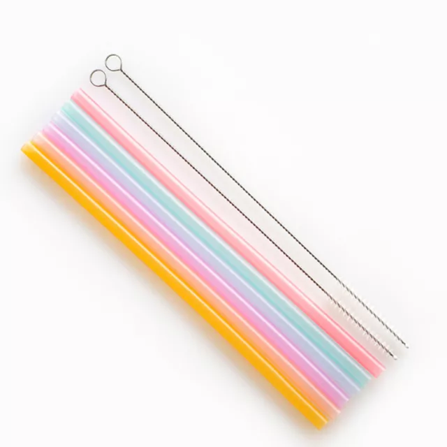 6pcs Creative Seamless Portable Flexible Transparent Silicone Straws Reusa-va