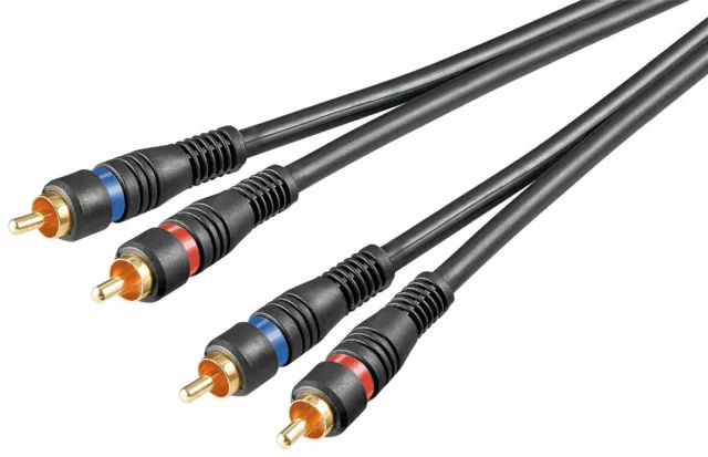 PRO 20 cm TWIN RCA PHONOKABEL 2 x Stecker auf 2 x Stecker DOPPELT ABGESCHIRMTER AMP SUB LEAD 3