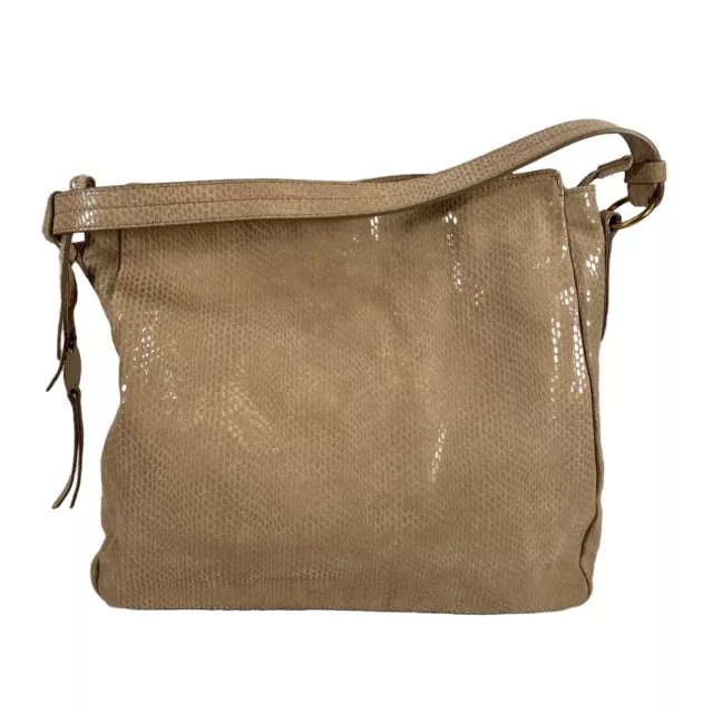 Margot Beige Genuine Leather Hobo Shoulder Bag Purse