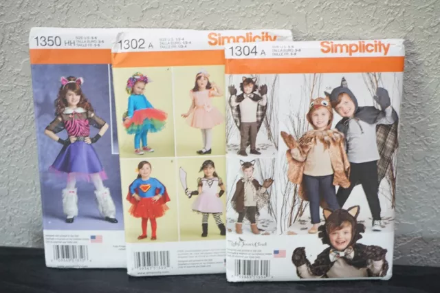 Lot Of 3 New Simplicity Patterns Childs Halloween Dress Up Costume Patterns Owl