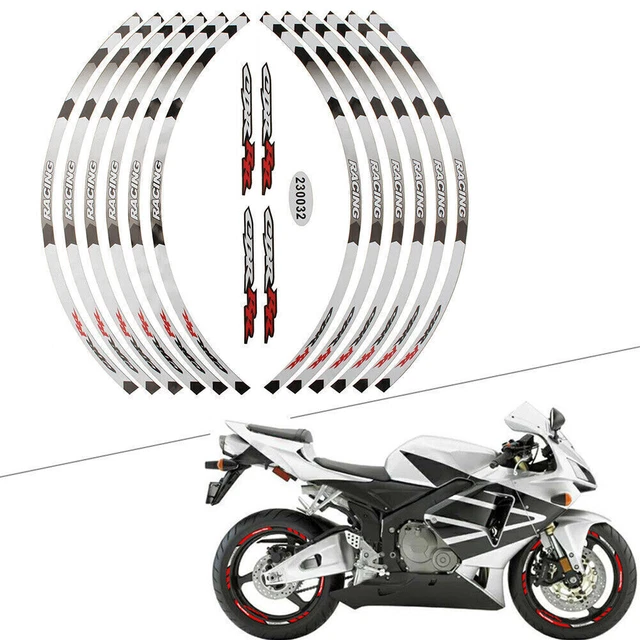Motor Rim Stripes Wheel Decals Tape Stickers For HONDA REPSOL HRC CBR RR White