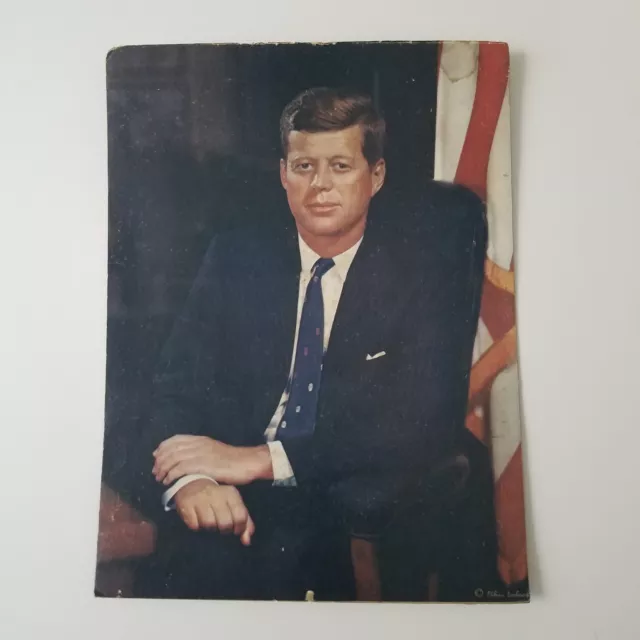 Vtg John F Kennedy Color Photograph, Color cardboard Fabian Bachrach 12” x 16” R