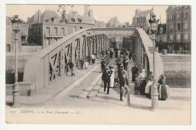 DIEPPE - Seine Maritime - CPA 76 - le pont tournant du Pollet - Belle animation