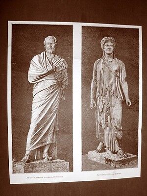marmo  Incisione del 1876 Artemide o Diana 