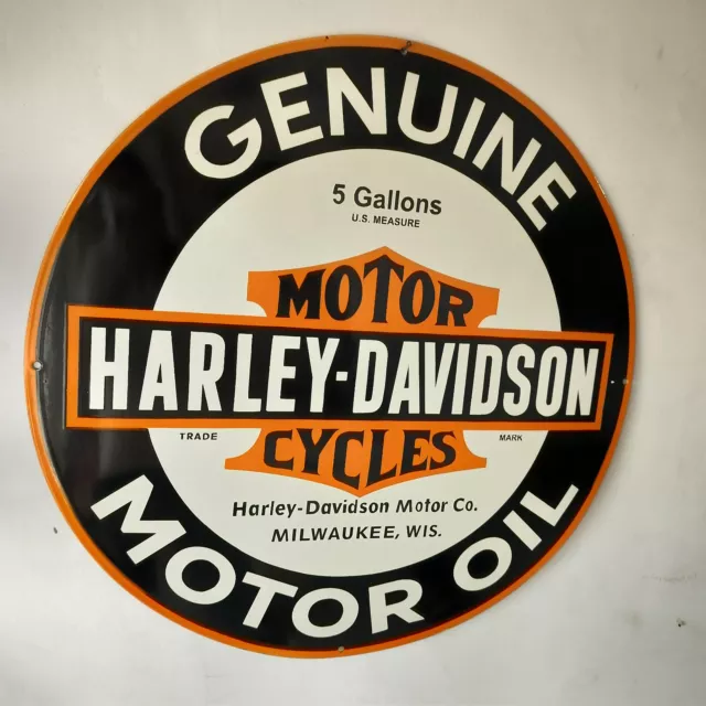 Harley - Davidson Motor Oil Advertising Porcelain Enamel Sign 30 x 30 Inches