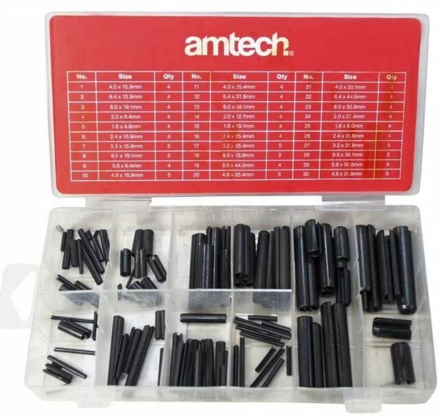 120pz SET ASSORTIMENTO PIN A RULLI PIN AMTECH TENSIONE MOLLA C TAGLIE POPOLARI + CUSTODIA