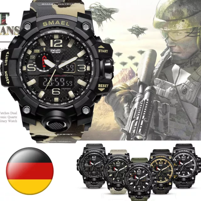 SMAEL Armbanduhr LED Digitaluhr Analog Sportuhr Militär Outdoor Wasserdicht cv