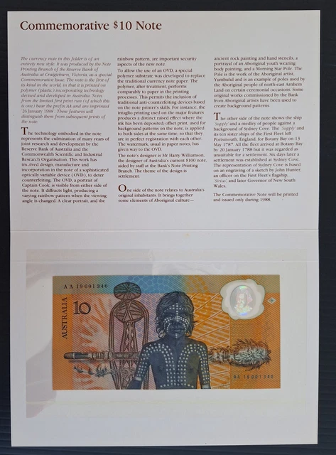 Polymer Notes Australia.pdf 1988 AUSTRALIA $10.00 Polymer Banknote in Presentation folder Renniks R ...
