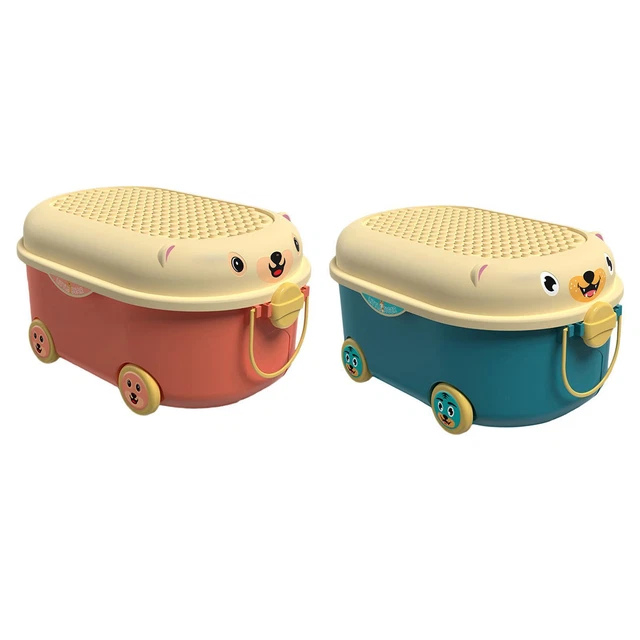 Stackable Toy Storage Box with Wheels Container for Kids Bedroom Dolls Book