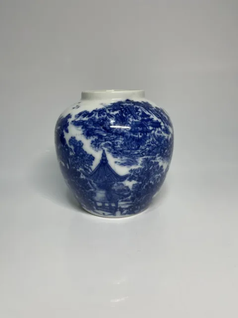 Antique Victoria Ware Ironstone Blue & White Ceramic Vase