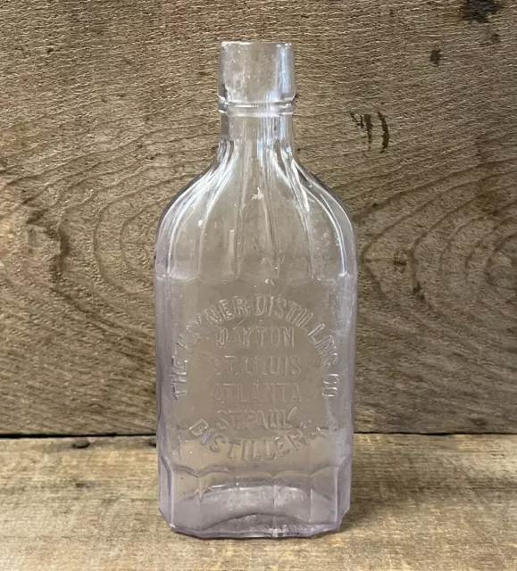 The Hayner Distilling Co. 4 Cities 1/2 Pint Amethyst Glass Whiskey Flask