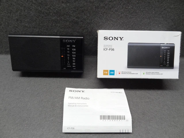 SONY ICF-P36 PORTABLE Mini AM/FM Radio Tuner Compact Black Battery ...
