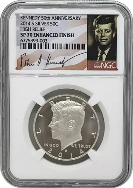 2014-S Kennedy 50th Anniversary High Relief Silver Coin NGC SP70 Enhanced Finish