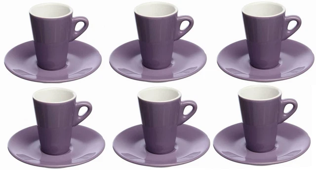 Tognana Elegant Set 6 Tasse De Café Lila avec Soucoupe en Porcelaine Elegante Et