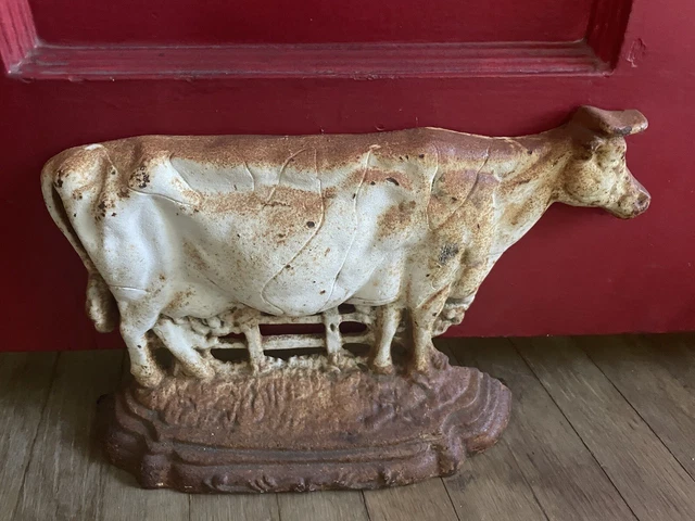 Vintage  Cast Iron Cow Door Stop Large. This Piece Has Lots Of Character.