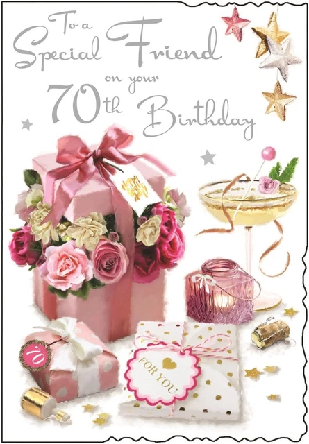 thumbnail image 2 of Personalised 70th Birthday Card For Mum, Wife, Sister, Auntie – Born In 1955 – Pink Greeting Card 2 of 5