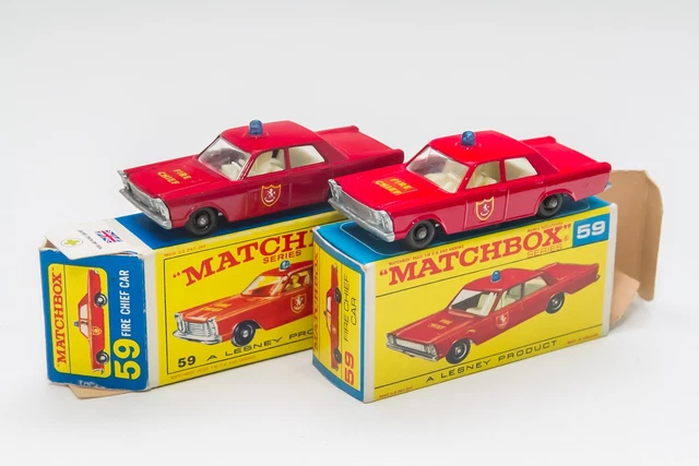 Vintage Lesney Matchbox Series No. 59 Mercury Fire Chief Red Die Cast Toy Car Vehicle (A) Made in England