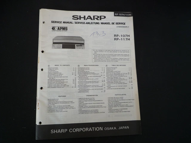 ORIGINAL SCHALTPLAN Service Manual Schaltplan Sharp RP-107H EUR 12,50 ...