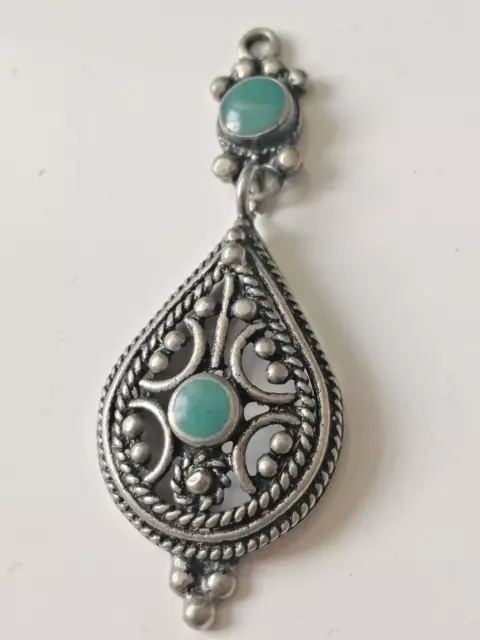 Extremely Rare Ancient Silver Islamic Pendant Engraving With Stone Artifact